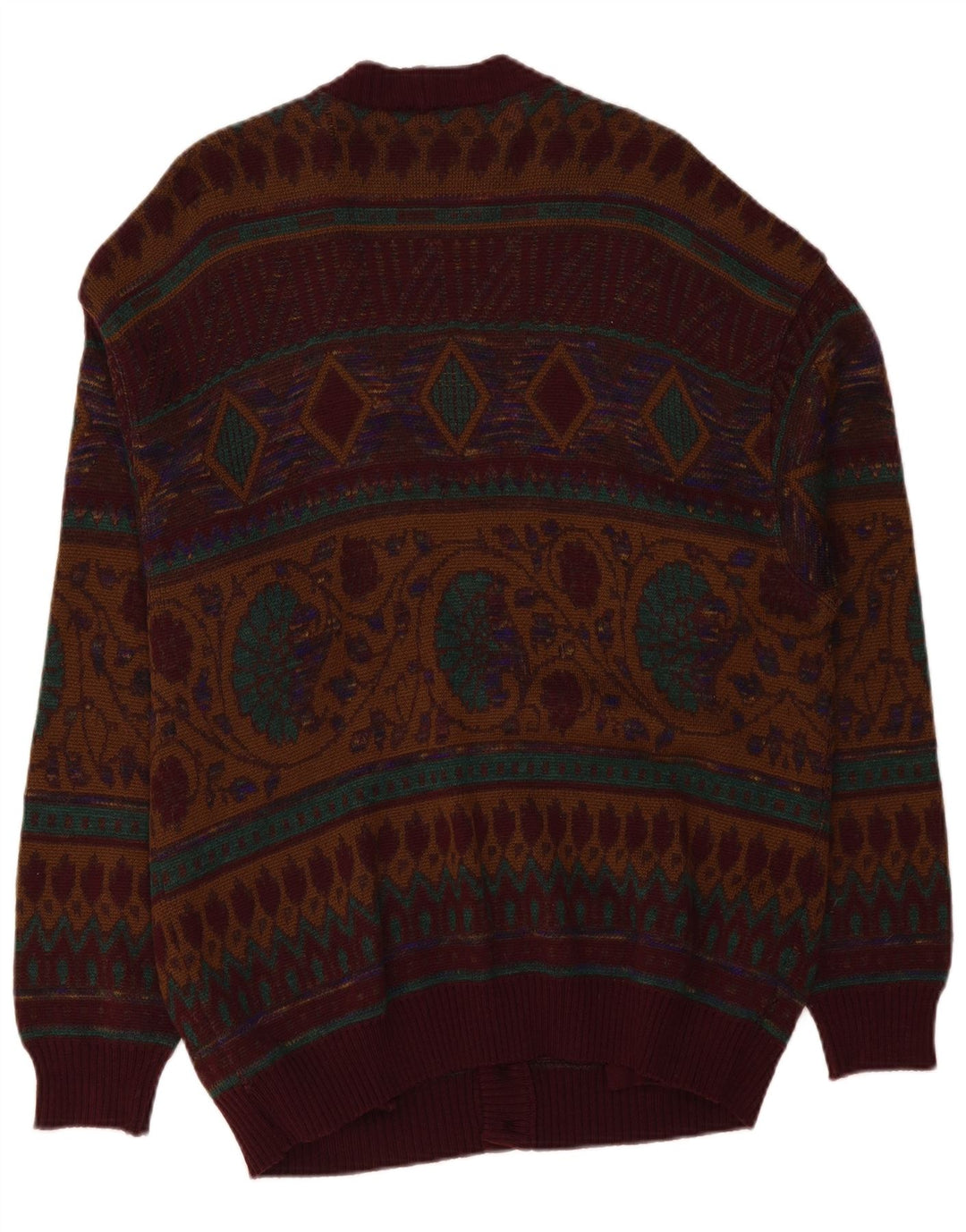 DALMINE Herren-Strickjacke, groß, burgunderrote Wolle