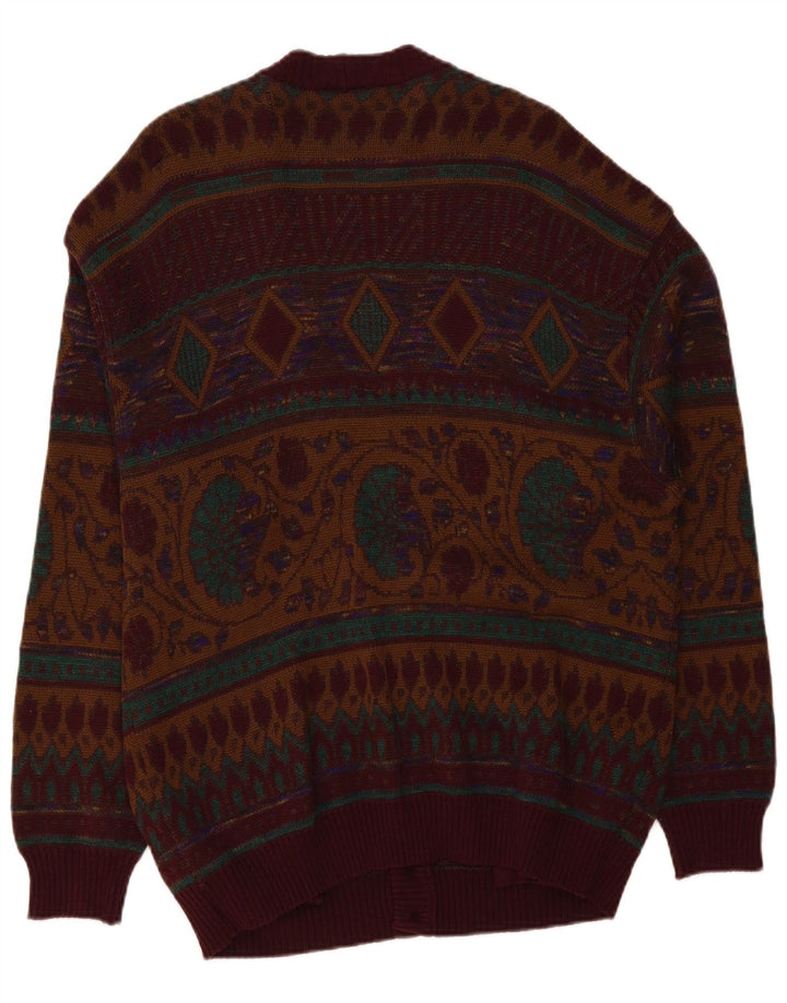 DALMINE Herren-Strickjacke, groß, burgunderrote Wolle
