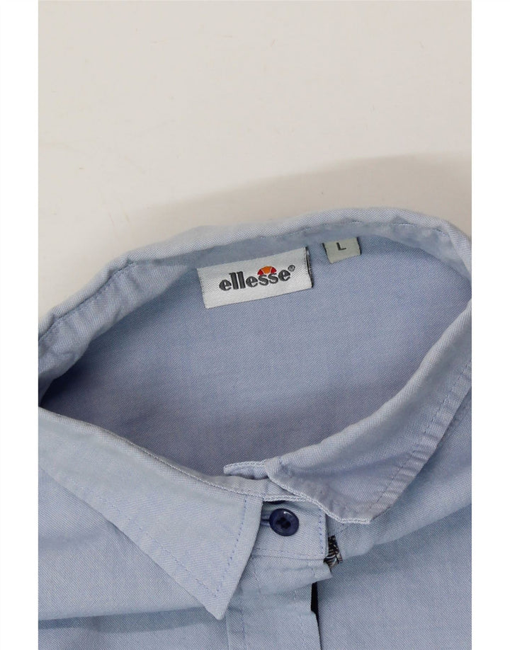 ELLESSE Womens Shirt UK 14 Large Blue Cotton Vintage Ellesse and Second-Hand Ellesse from Messina Hembry 