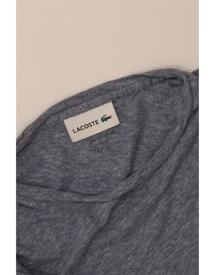 Lacoste Herren-T-Shirt mit normaler Passform, Größe 4, mittelblau gefleckte Baumwolle