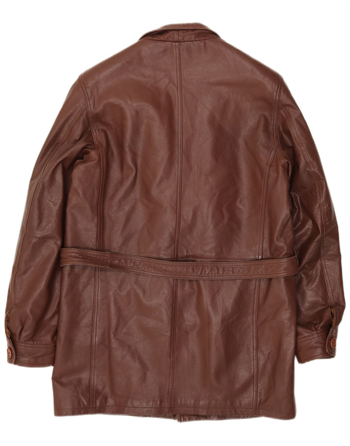 Vintage Herren Ledermantel IT 46 Klein Braun