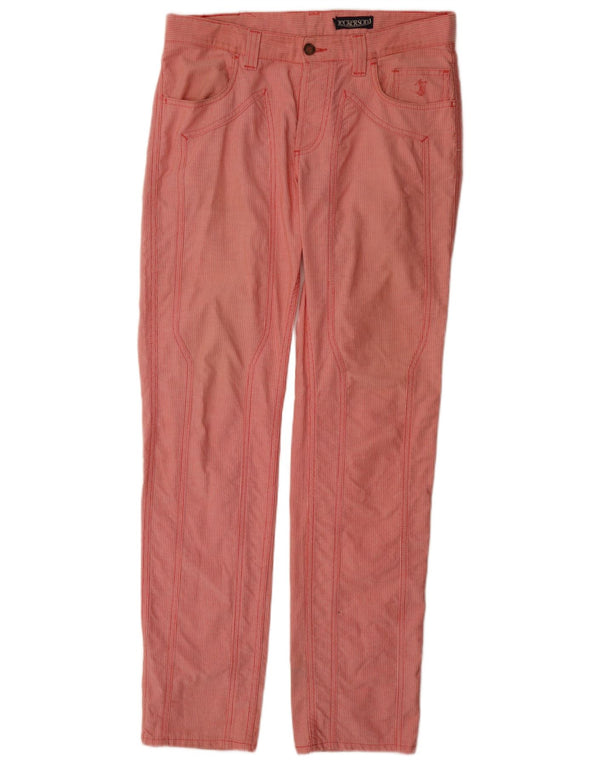 Jeckerson Gerade Damen-Freizeithose W33 L34 Rote Nadelstreifen-Baumwolle