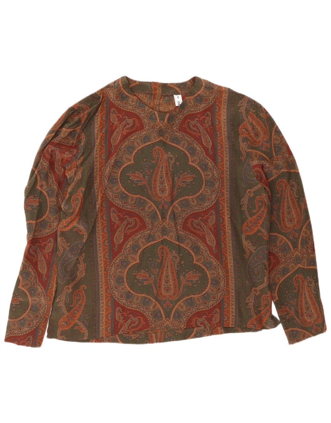 Vintage Damen Bluse Top IT 46 Große graue Paisley-Seide