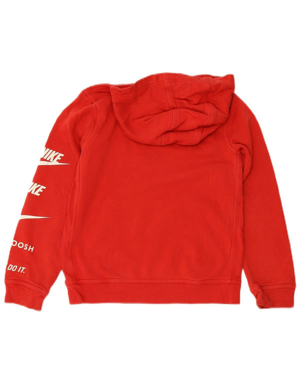 Nike Jungen-Pullover mit grafischem Kapuzenpullover, 10–11 Jahre, mittelrote Baumwolle