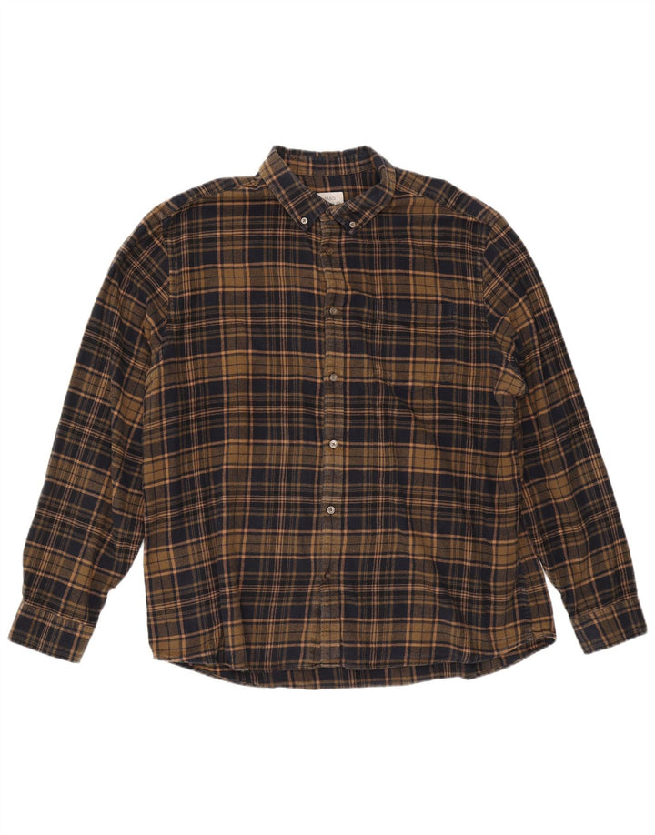 Marks & Spencer Herren-Flanellhemd mit normaler Passform, 2XL, braun kariert