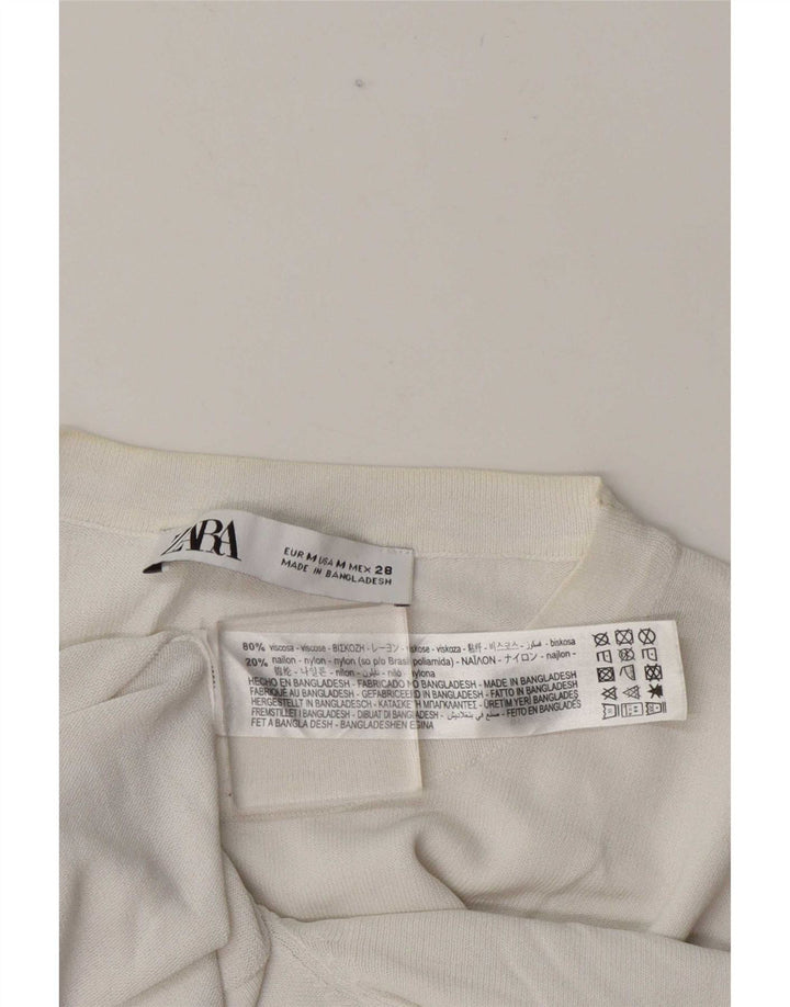 Zara Damen T-Shirt Top UK 12 Mittelweiße Viskose