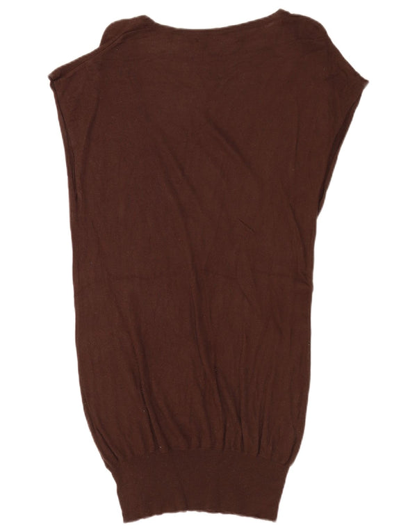 Zara Damen Longline Vest Tank Top Mittelbraun Rayon