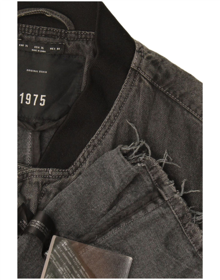 Zara Herren Jeansmantel UK 42 XL Graue Baumwolle