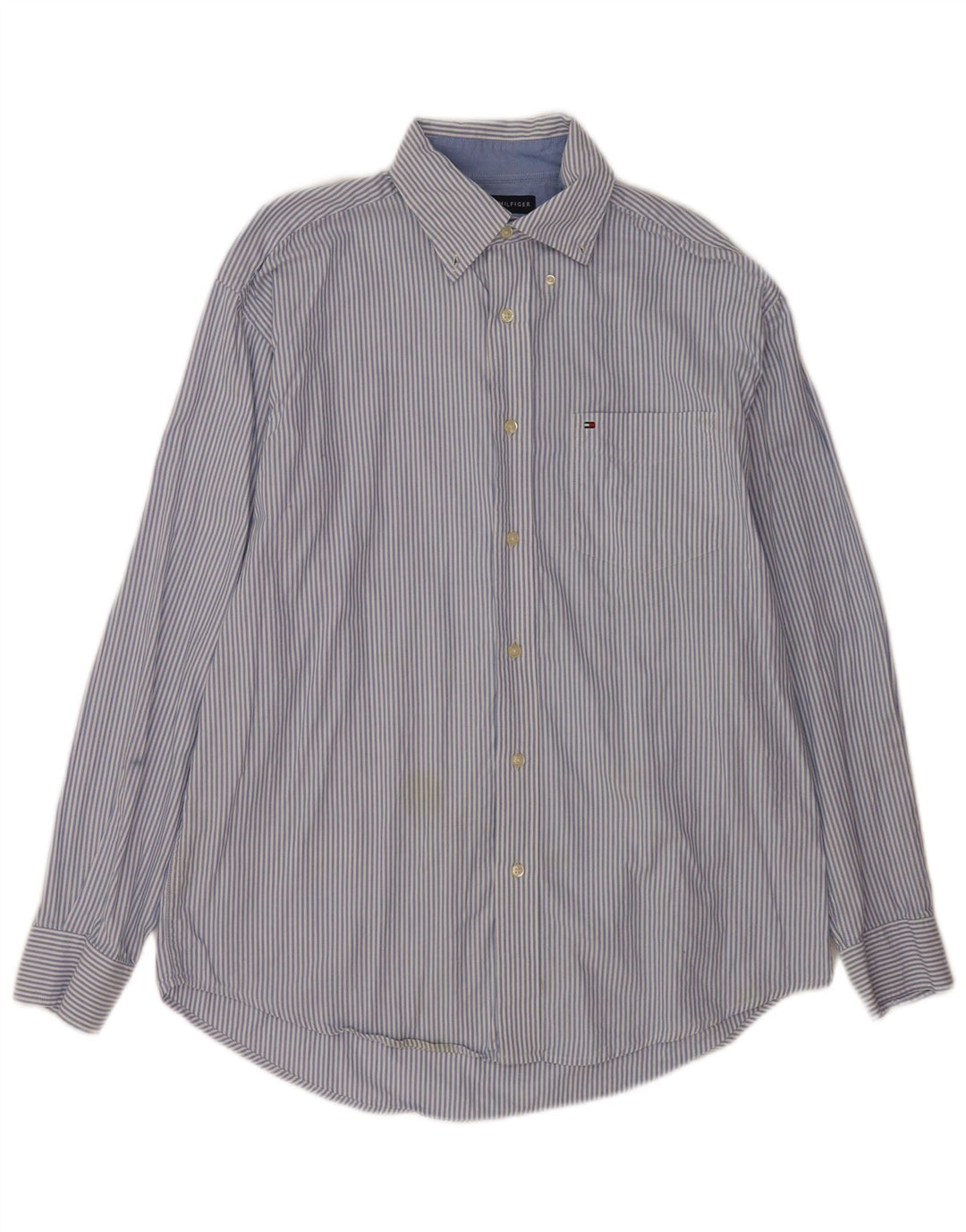 Tommy Hilfiger Herrenhemd aus mittelblauer Nadelstreifen-Baumwolle