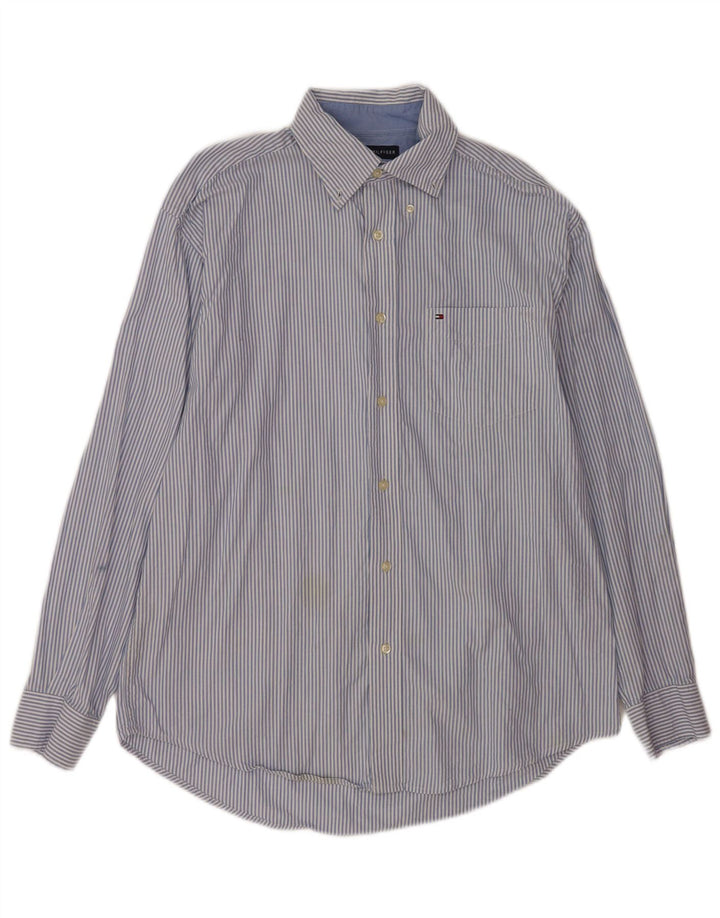 Tommy Hilfiger Herrenhemd aus mittelblauer Nadelstreifen-Baumwolle