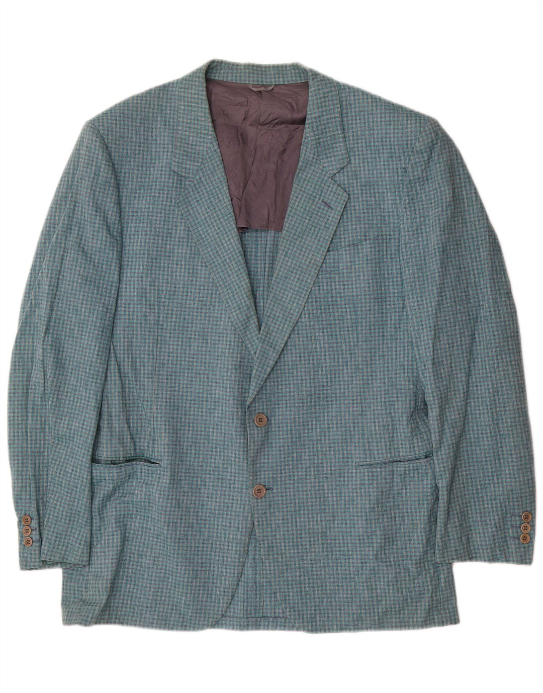 Nino Cerruti Herren-Blazer mit 2 Knöpfen, IT 54, 2XL, blau karierte Baumwolle