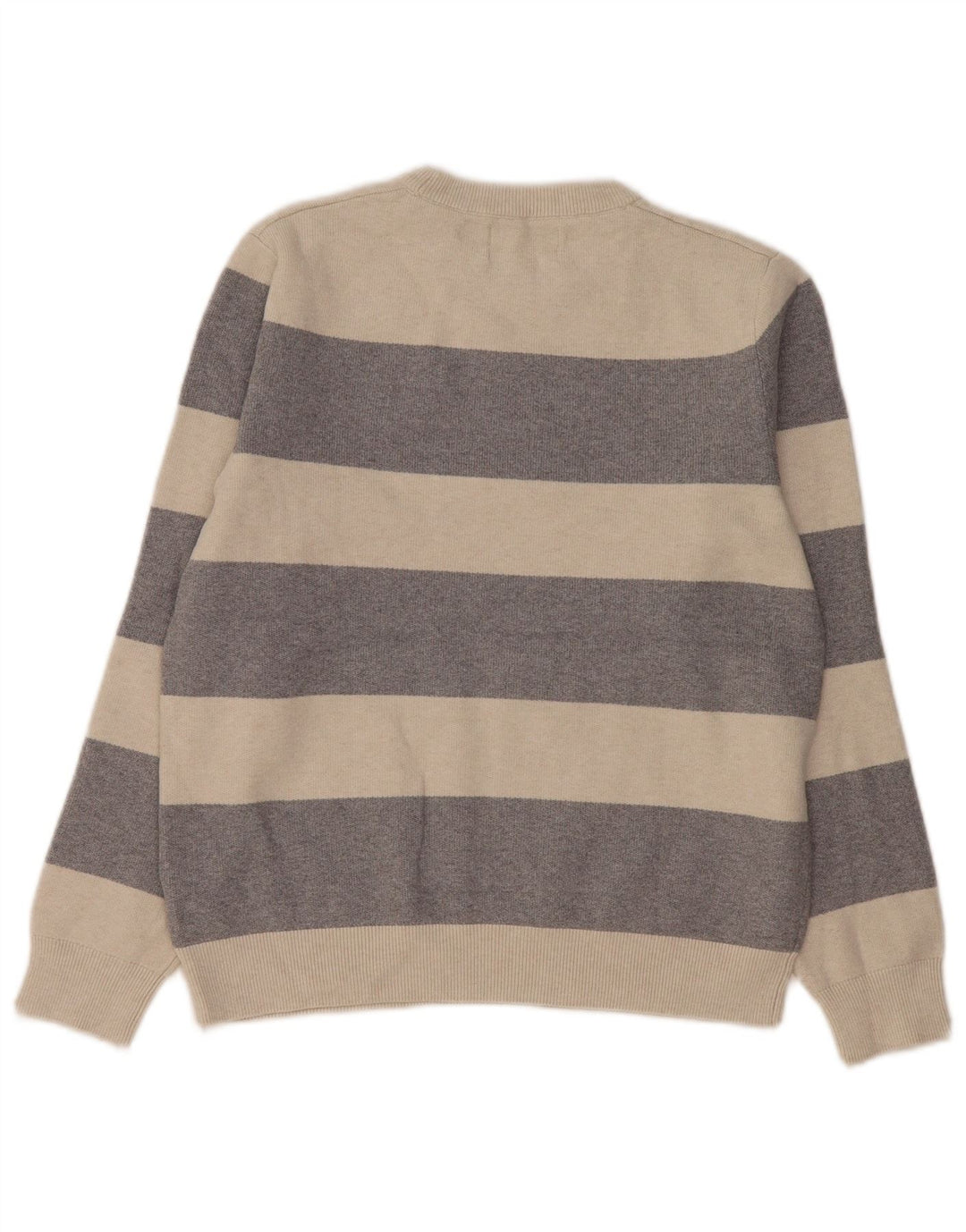 Marks & Spencer Damen Pullover mit Rundhalsausschnitt, UK 14, Mittelgrau gestreift