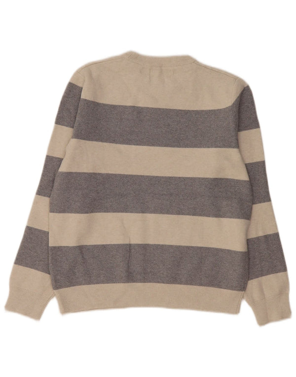 Marks & Spencer Damen Pullover mit Rundhalsausschnitt, UK 14, Mittelgrau gestreift