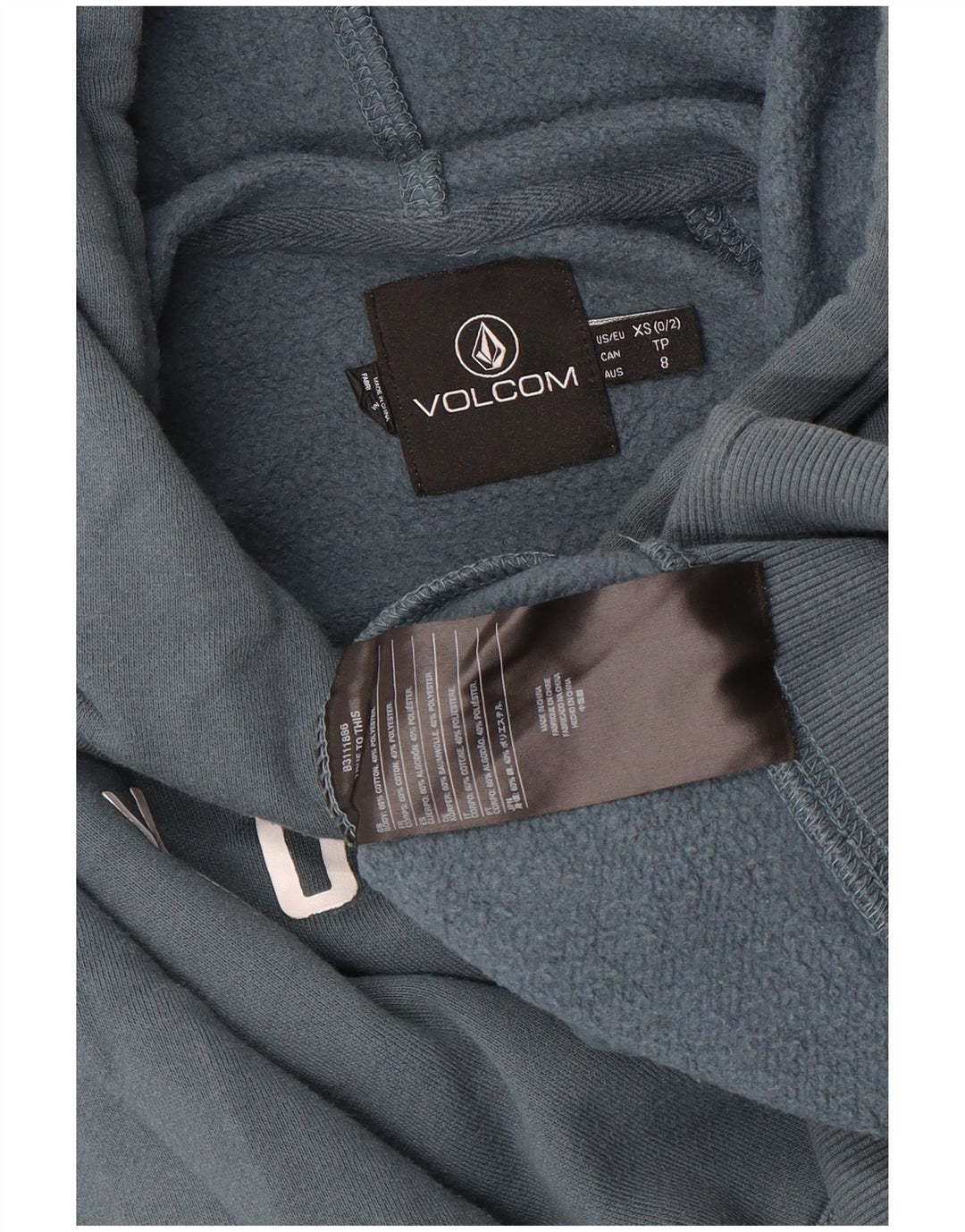 VOLCOM Kapuzenpullover mit Grafik für Jungen, 7–8 Jahre, XS, graue Baumwolle