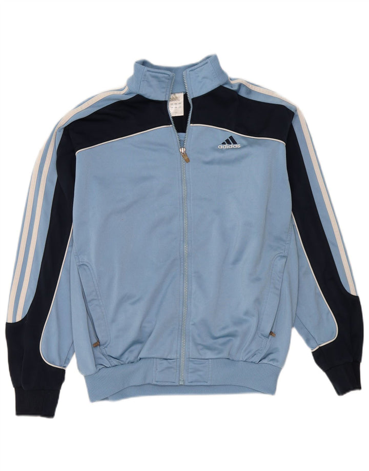 Adidas Jungen-Trainingsanzug-Top-Jacke, 15–16 Jahre, blaues Colourblock-Polyester