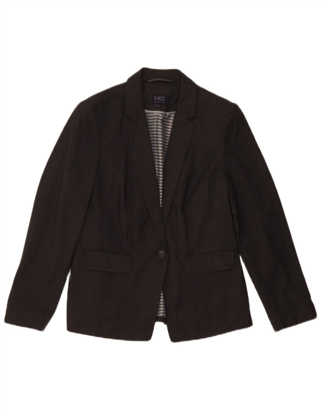 Marks & Spencer Damen-Blazer mit 1 Knopf, Gr. 14, Größe L, Grau meliert