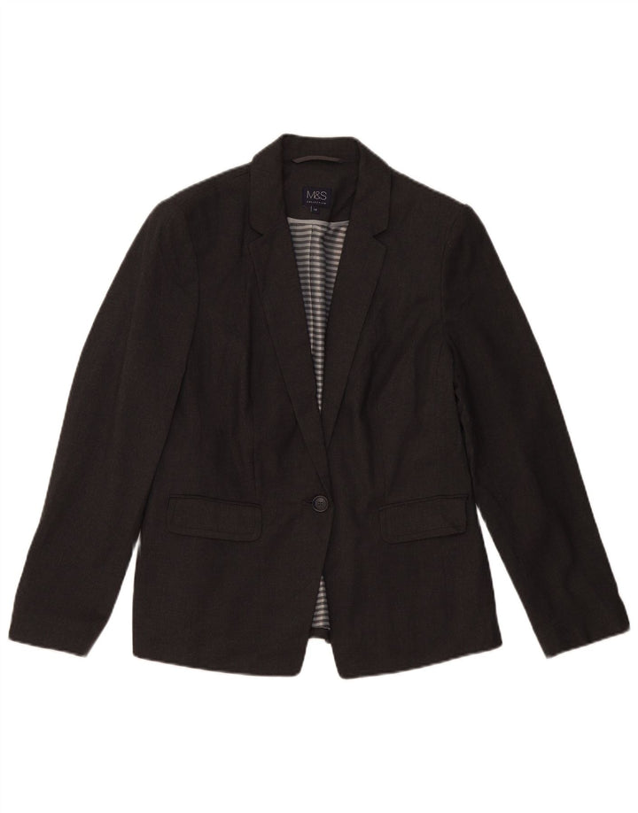 Marks & Spencer Damen-Blazer mit 1 Knopf, Gr. 14, Größe L, Grau meliert