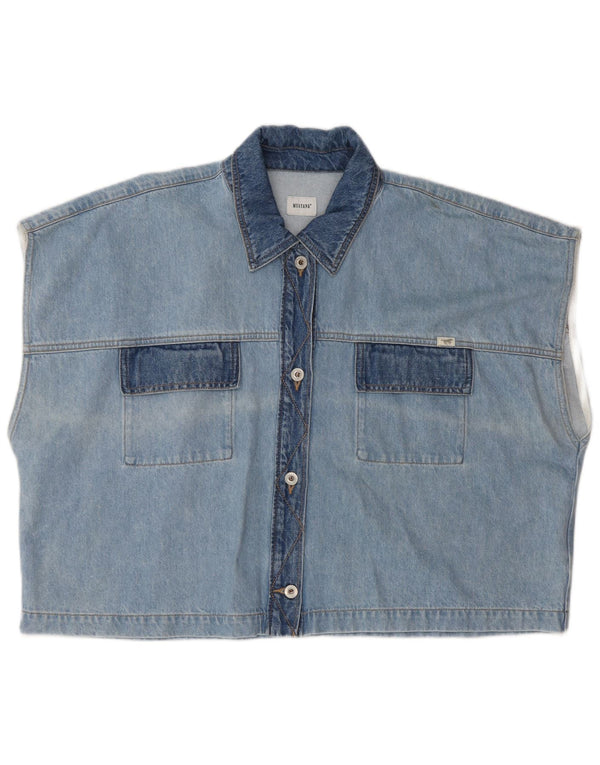 Mustang Womens Crop Denim Gilet UK 22 3XL Blaue Baumwolle