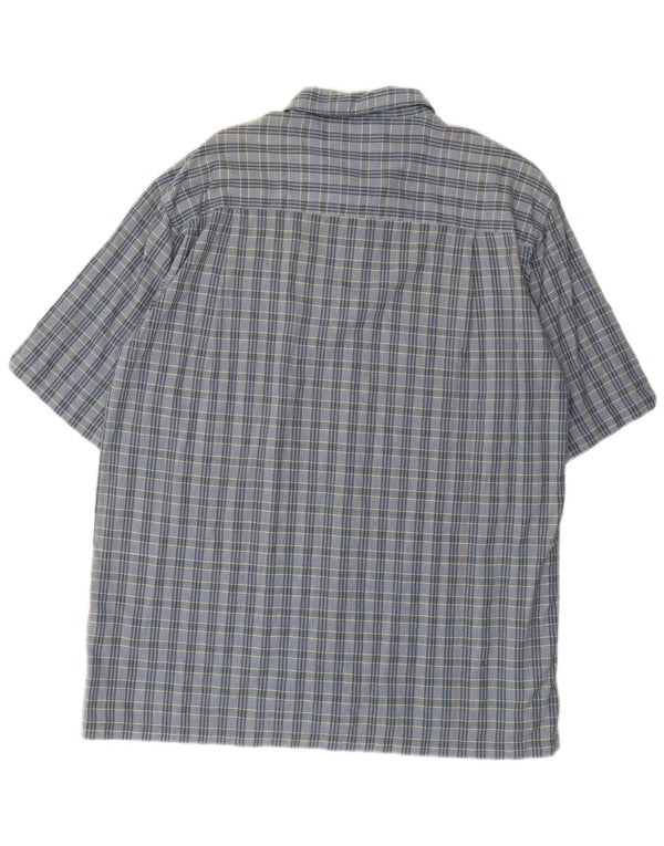 COLUMBIA Mens Short Sleeve Shirt Large Blue Check Cotton