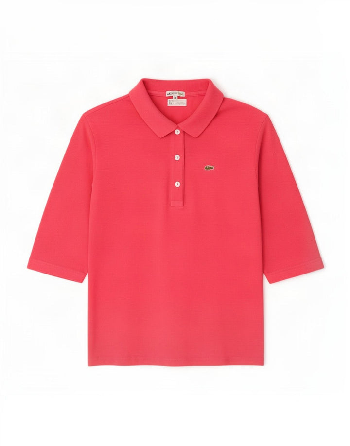 Lacoste Damen Poloshirt Größe 44 mittelrosa Baumwolle