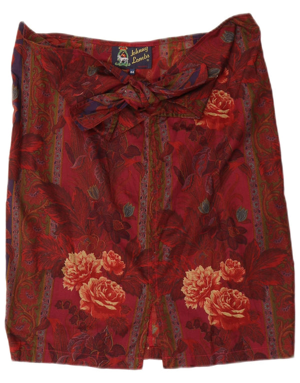 Johnny Lambs Damen gerader Minirock IT 44 Medium W32 Burgundy Floral