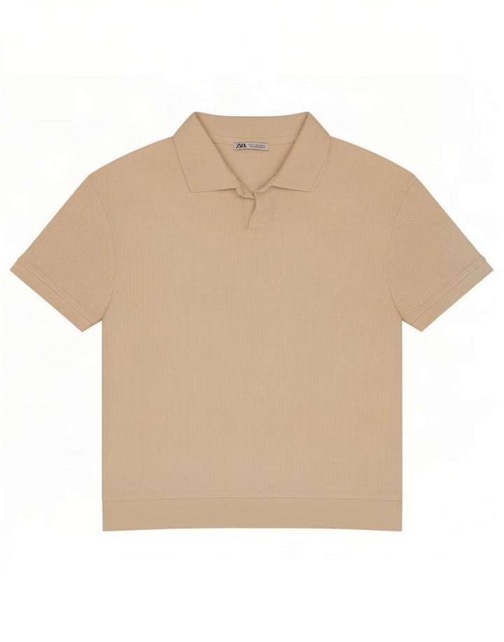 Zara Herren-Poloshirt, groß, cremefarbene Baumwolle