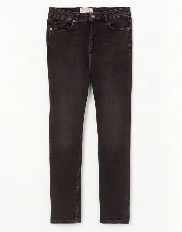 Fat Face Damen Girlfriend Skinny Jeans UK 10 Small W28 L28 Schwarze Baumwolle