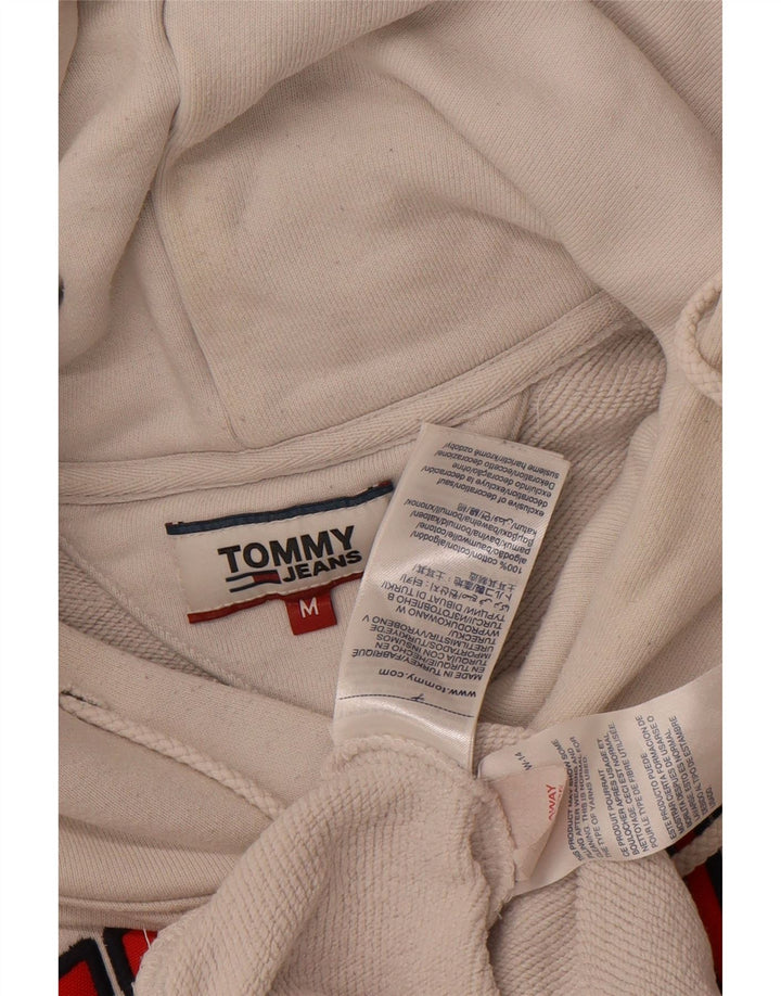 TOMMY HILFIGER Mens Graphic Hoodie Jumper Medium Off White Cotton Vintage Tommy Hilfiger and Second-Hand Tommy Hilfiger from Messina Hembry 