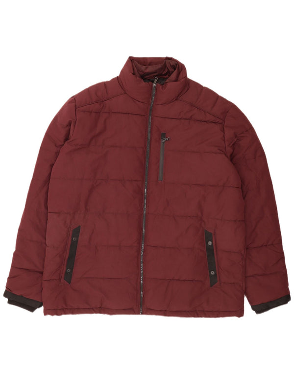 Marks & Spencer Herren Wattierte Jacke UK 46 3XL Burgunderrot Polyester Modern