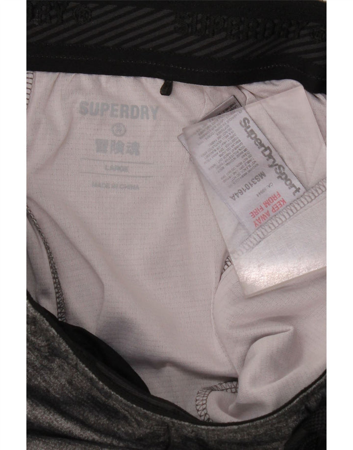 SUPERDRY Herren-Sportshorts, großes grau meliertes Polyester