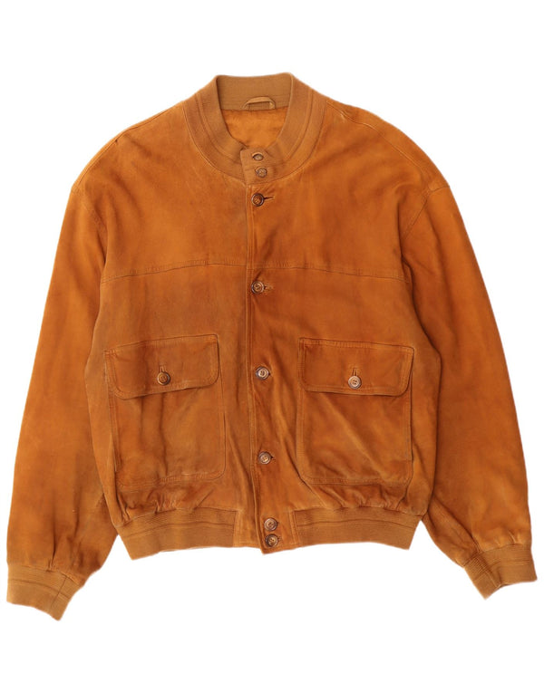 VINTAGE Herren Wildleder Bomberjacke UK 42 XL Braunes Leder