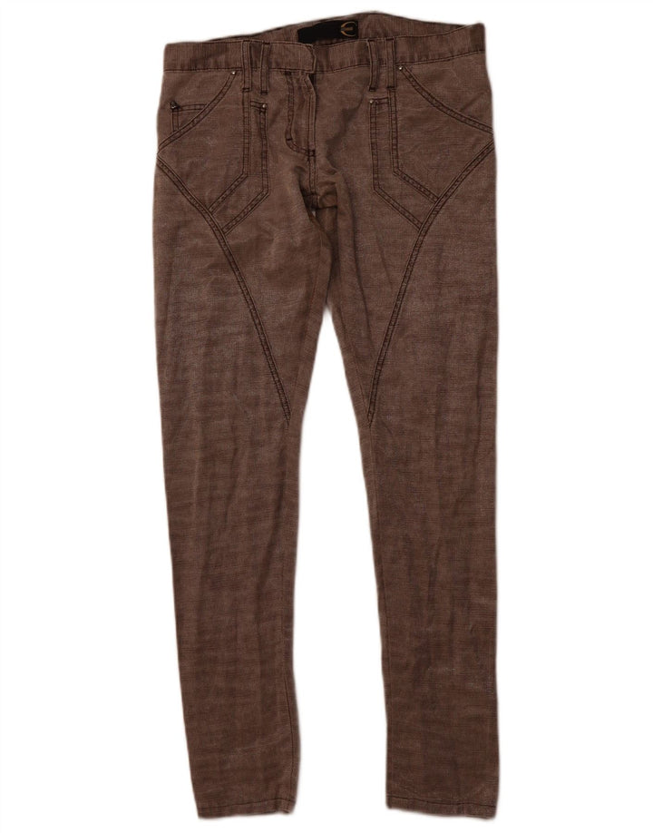 JUST CAVALLI Damen Slim Freizeithose IT 40 Small W30 L30 Braune Baumwolle