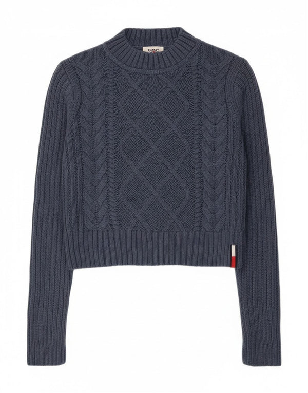 Tommy Hilfiger Womens Turtle Neck Jumper Sweater UK 10 Small Navy Blue