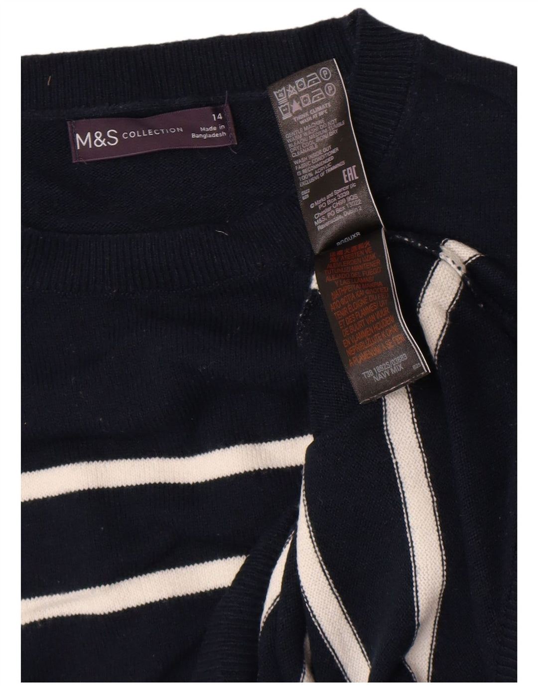 Marks & Spencer Damen-Pullover mit Rundhalsausschnitt, Gr. 14, mittleres Marineblau