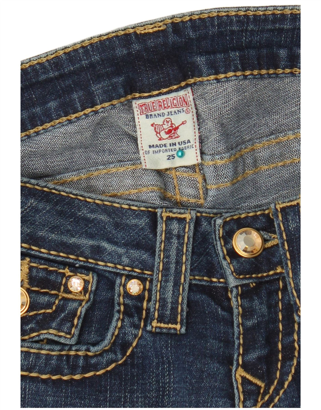 True Religion Damen Bootcut Jeans W25 L31 Blaue Baumwolle
