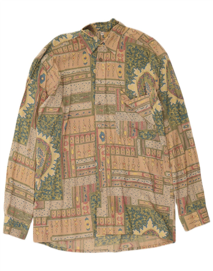Angelo Litrico Herrenhemd Größe 37/38 Small Beige Paisley Viskose