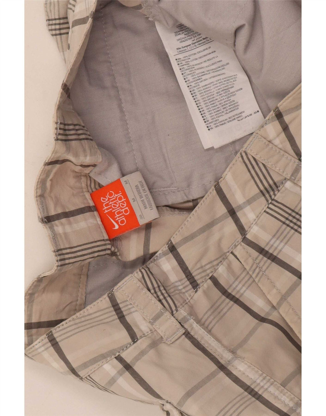 Nike Herren-Cargoshorts Medium W30 Beige karierte Baumwolle