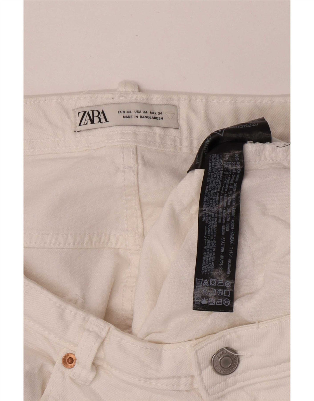 Zara Herren Jeansshorts EU 44 Large W34 Weiße Baumwolle