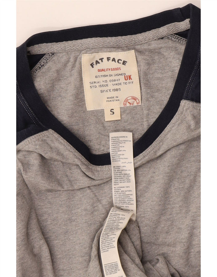Fat Face Herren-Oberteil, langärmelig, klein, Grau, Colourblock-Baumwolle