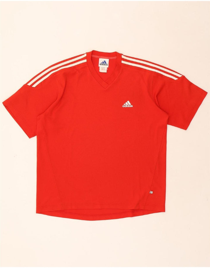 ADIDAS Mens T-Shirt Top UK 40/42 Medium Red Polyester Vintage Adidas and Second-Hand Adidas from Messina Hembry 