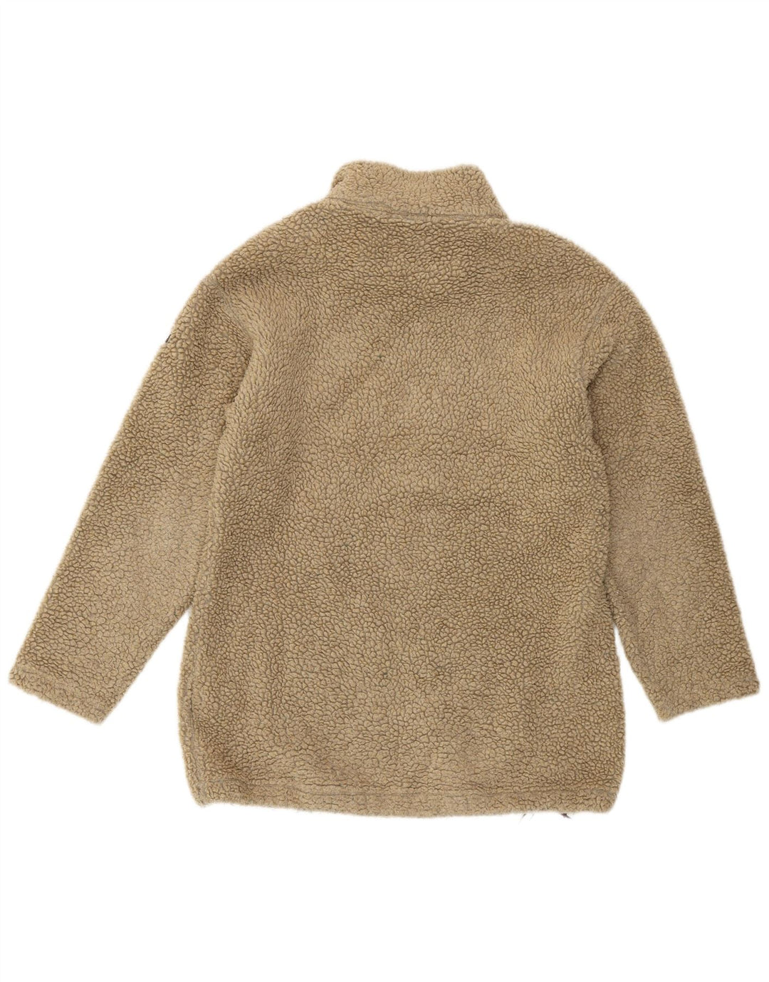 Napapijri Damen-Fleecepullover mit grafischem Reißverschluss am Hals, groß, beige, Polyacryl