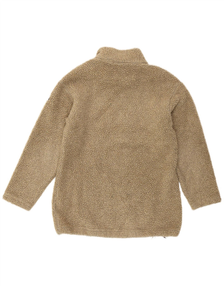 Napapijri Damen-Fleecepullover mit grafischem Reißverschluss am Hals, groß, beige, Polyacryl