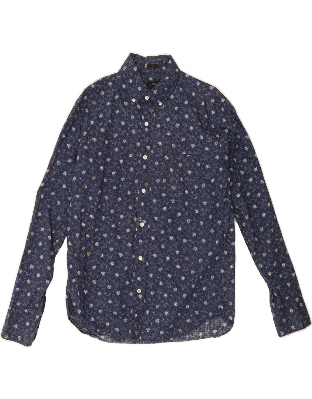 J. CREW Mens Slim Shirt Medium Navy Blue Floral Cotton Vintage J. Crew and Second-Hand J. Crew from Messina Hembry 