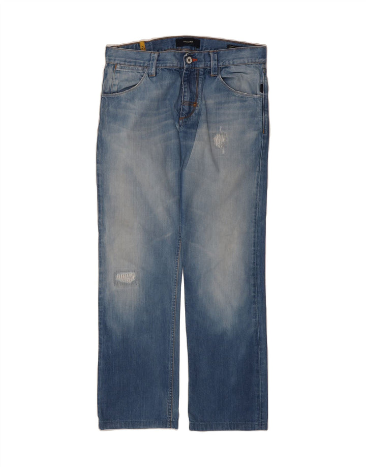 MELTIN' POT Mens Distressed Straight Jeans W33 L30 Blue Cotton Vintage Meltin' Pot and Second-Hand Meltin' Pot from Messina Hembry 