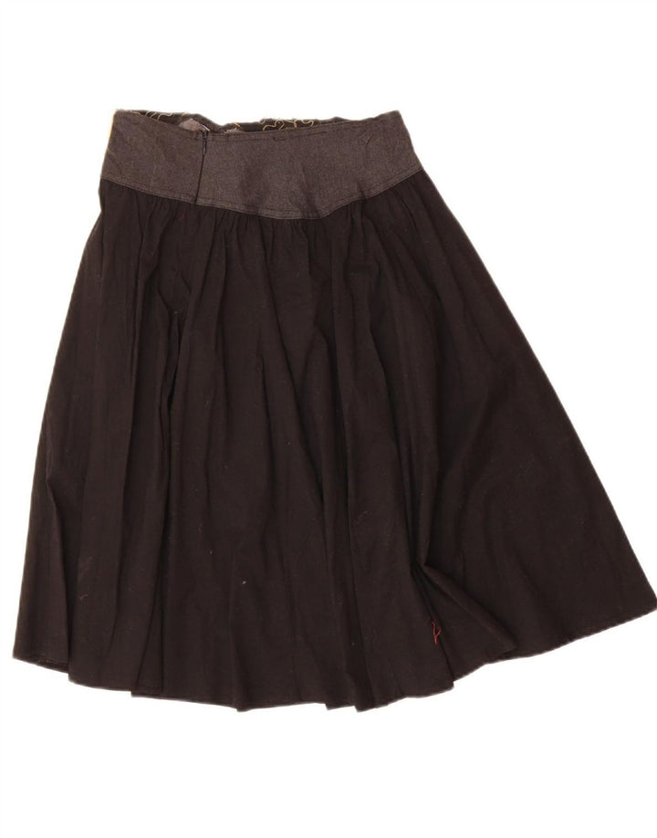 VALIA Womens Flared Skirt Small W28  Black Geometric Cotton