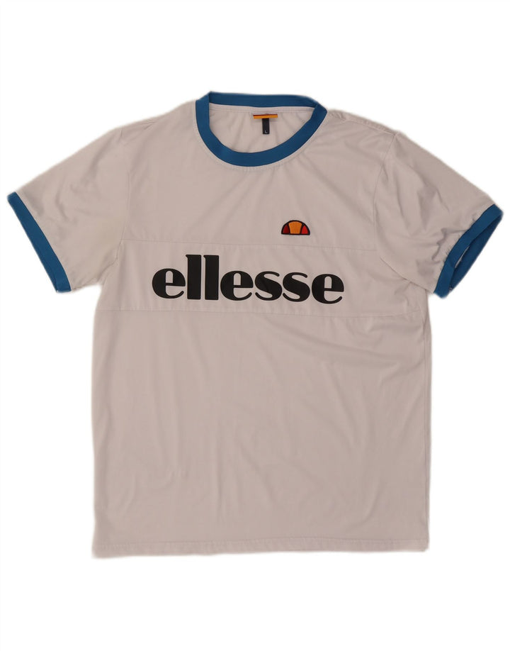 ELLESSE Herren-T-Shirt mit Grafik, groß, aus weißem Polyester