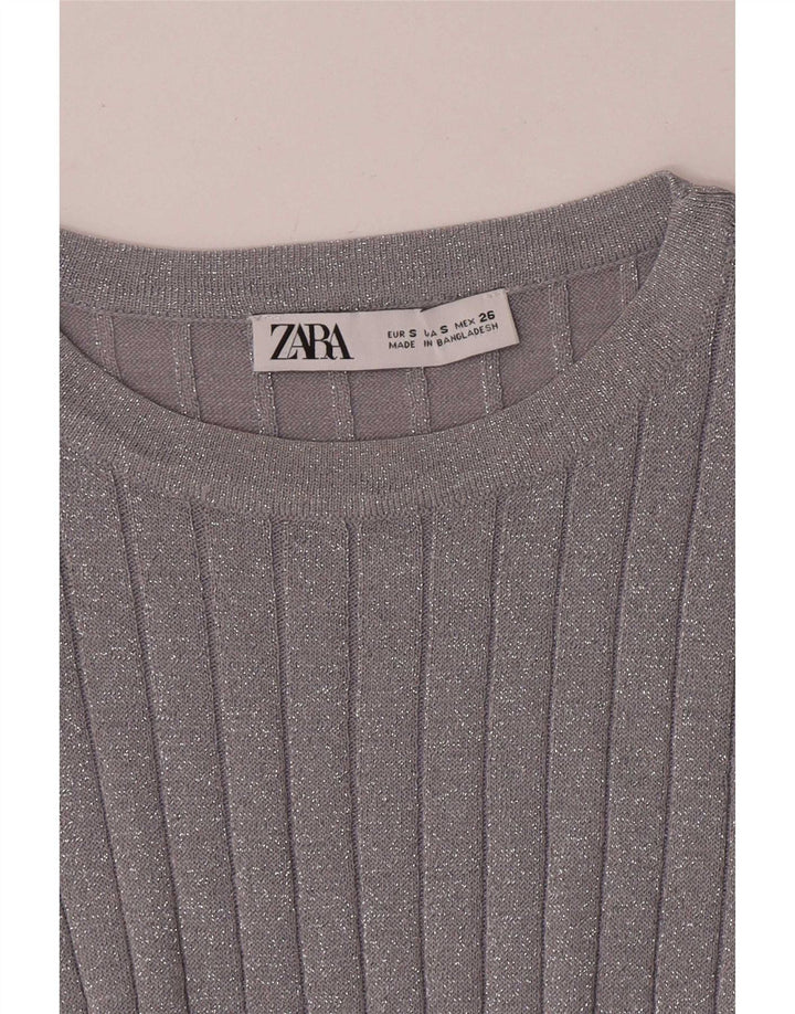 Zara Damen-Blusenoberteil, UK-Größe 8, klein, silberfarben meliert