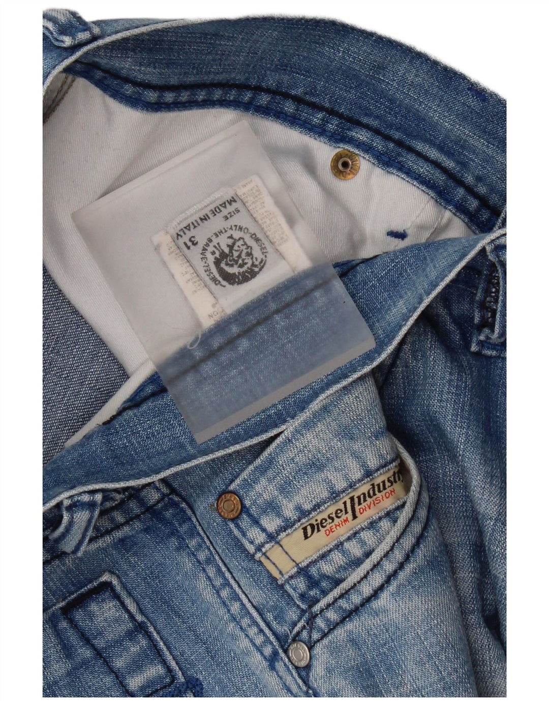 Diesel Herren Straight Jeans W31 L28 Blaue Baumwolle