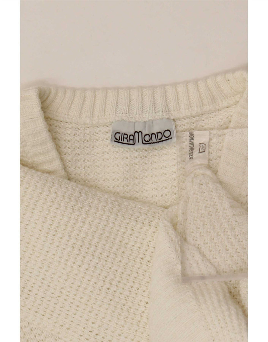 Giramondo Damen-Pullover mit V-Ausschnitt, UK 12, mittelweiße Baumwolle