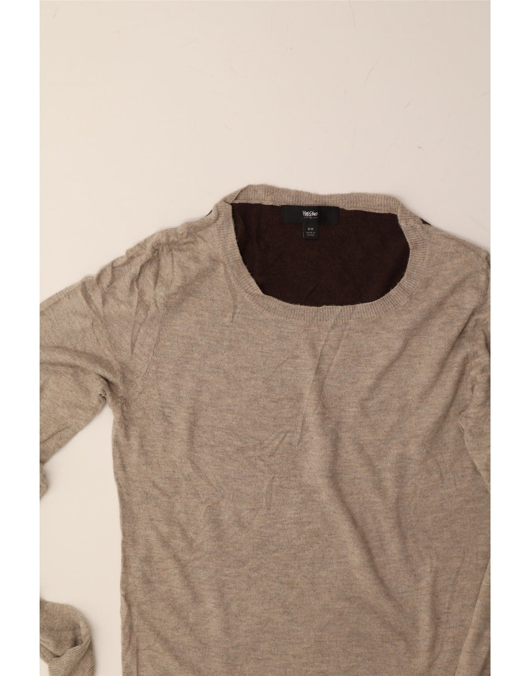 MOSSIMO Womens Crew Neck Jumper Sweater UK 14 Medium Grey Colourblock Vintage Mossimo and Second-Hand Mossimo from Messina Hembry 